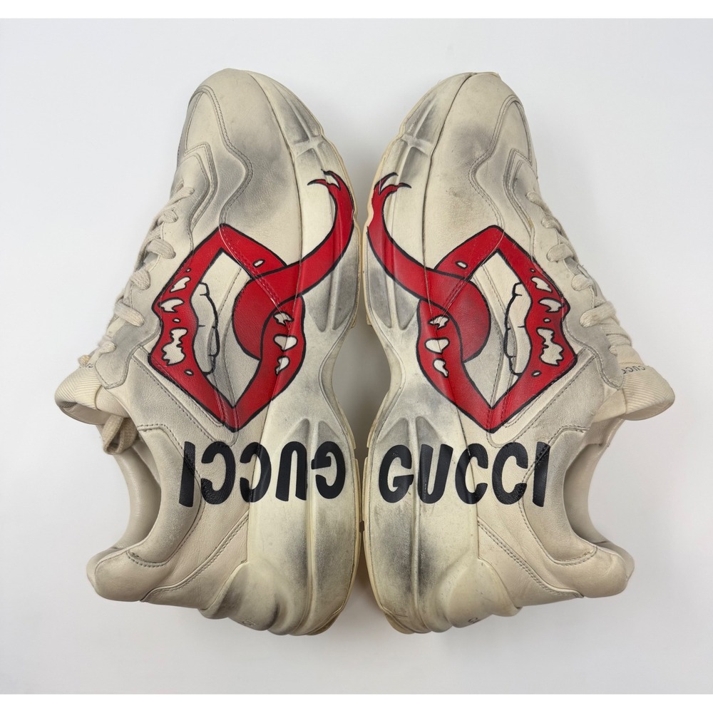 Gucci Rhyton Lips Leather Sneaker Size 10.5 US 9.5 Gucci - Picture 3 of 10